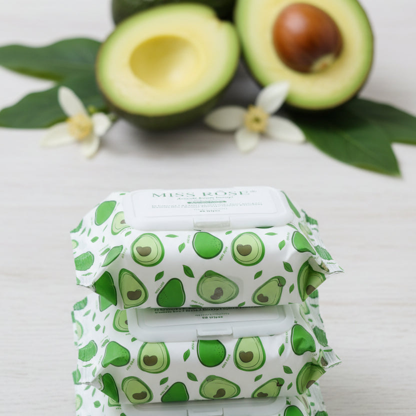 Miss rose, facial cleansing wipes, Avocado, 80pc wips