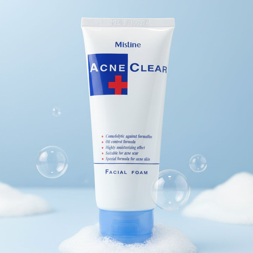 Mistine, acne clear + facial foam face wash