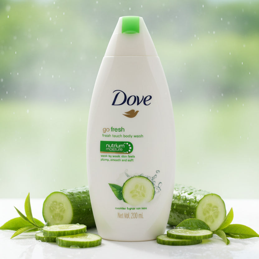 Dove, go fresh, fresh touch, cucumber nutrium moisture body wash, 200ml
