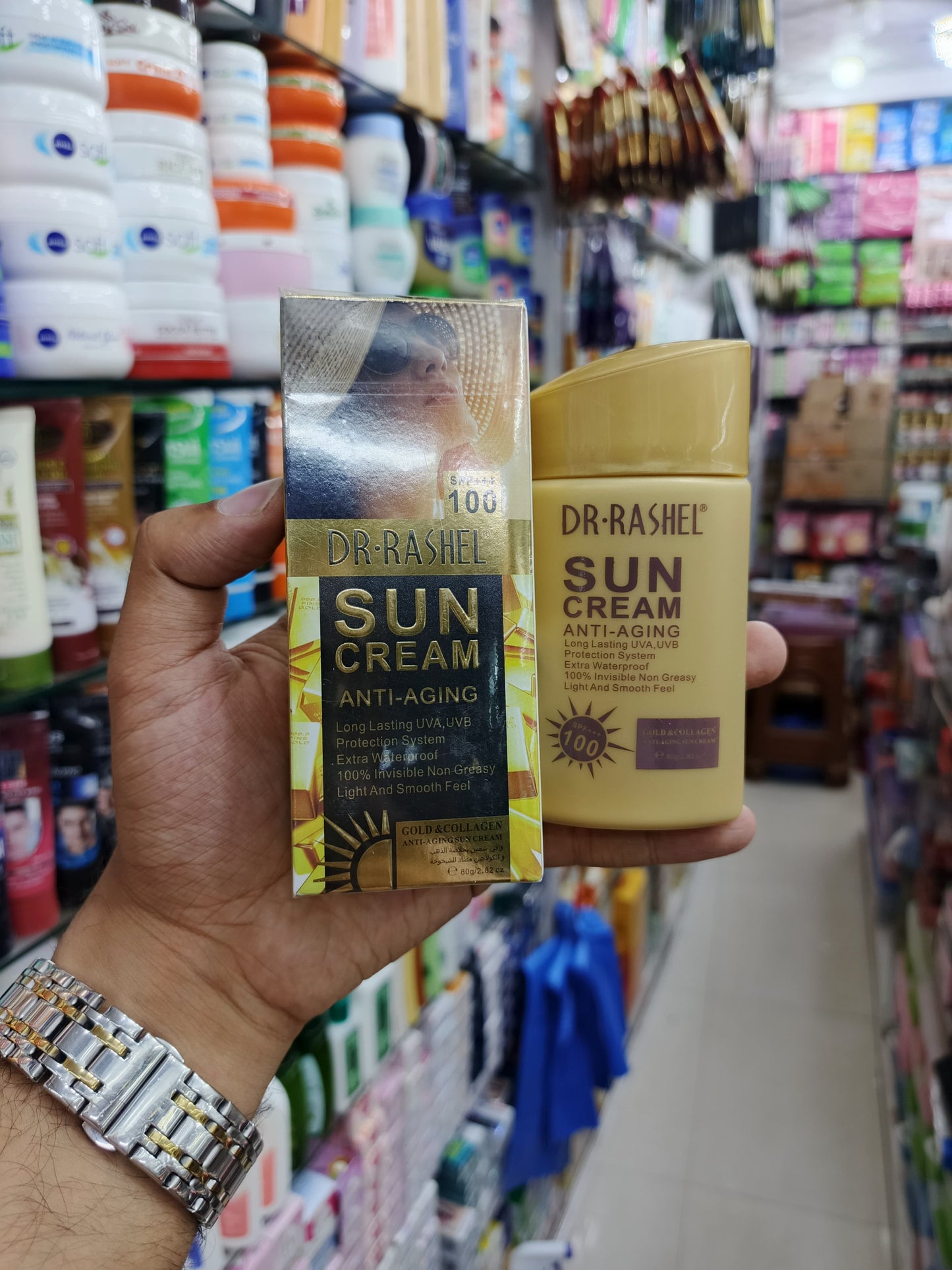 Dr-rashel, Anti-aging sun cream, sun block, sun screen, SPF-100, 80gm