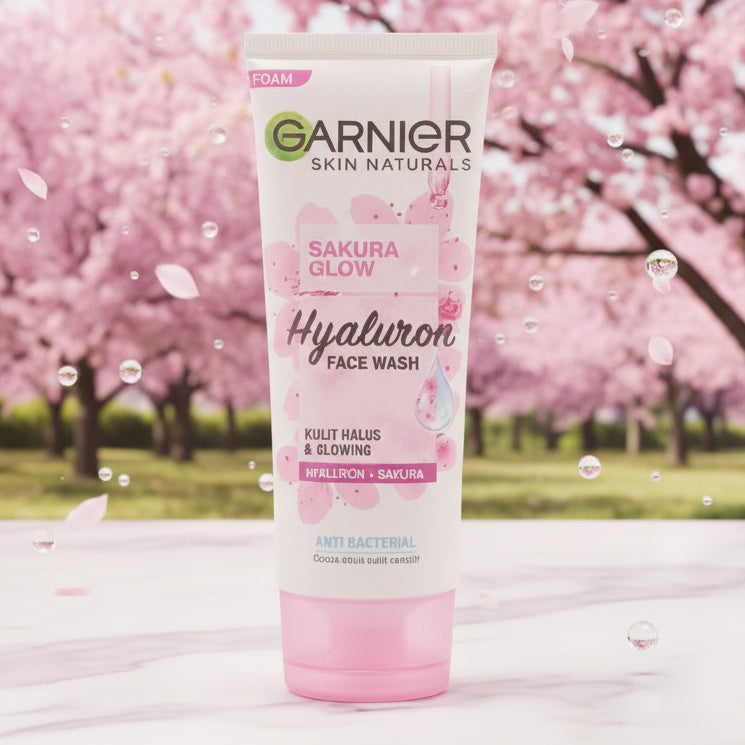 Garnier, Sakura glow, hyaluron facewash, 100ml
