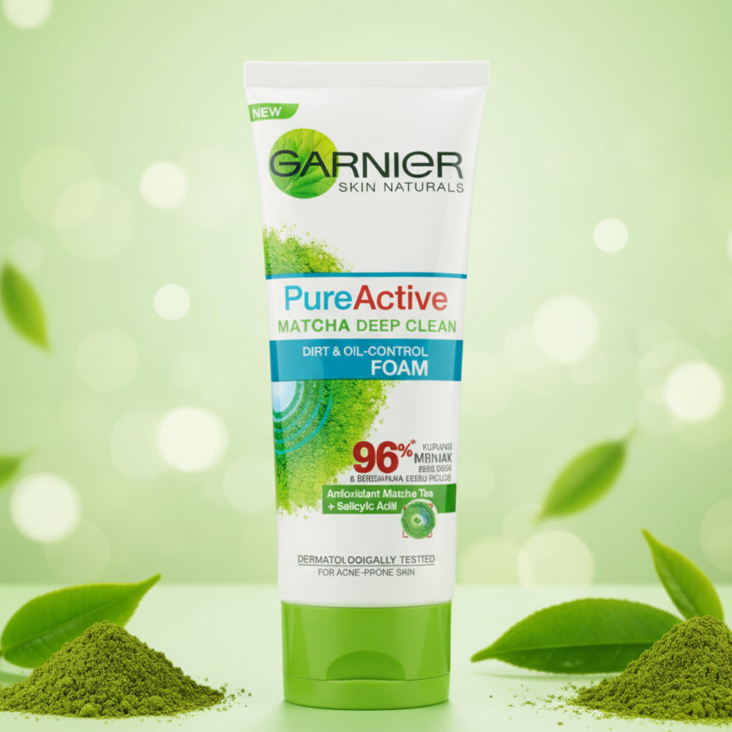 Garnier, Pure active macha deep clean foaming facewash, 100ml