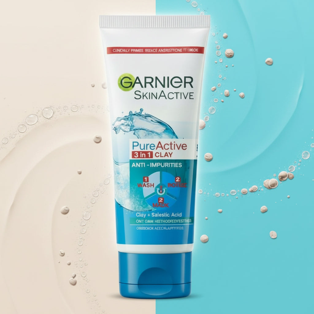 Garnier, Pure active 3in1 active clay + salicylic acid facewash 100ml