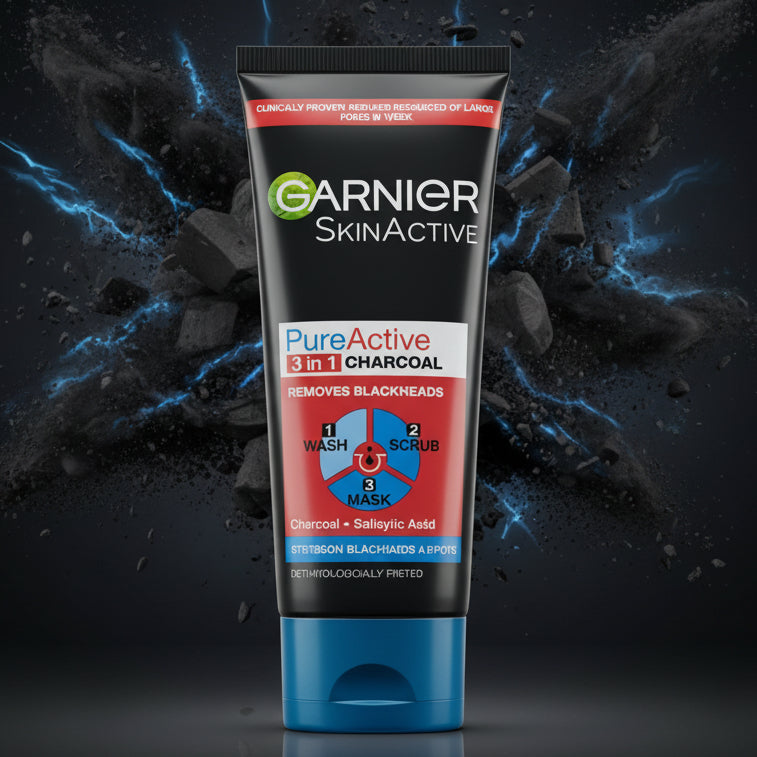 Garnier, Pure active 3in1 charcoal + salicylic acid facewash100ml
