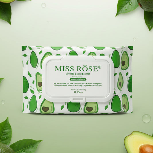 Miss rose, facial cleansing wipes, Avocado, 80pc wips