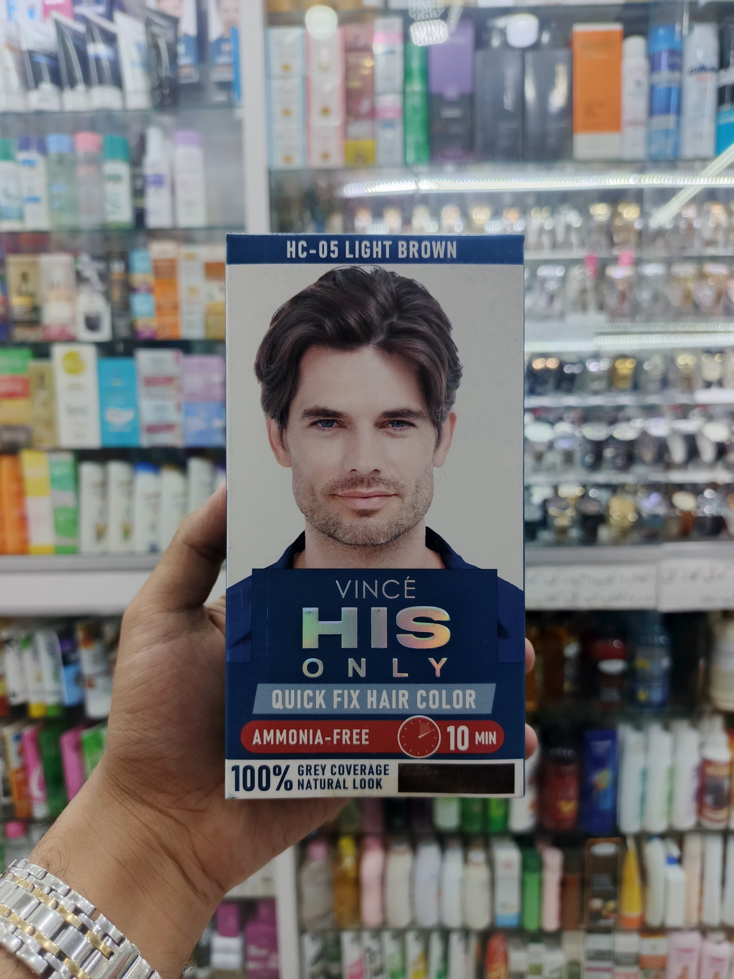 Vince, His only quick fix hair color, HC-05, LIGHT BROWN