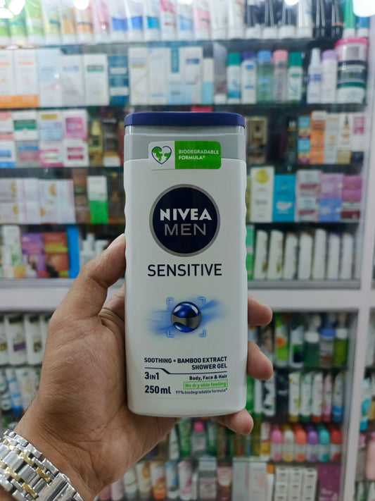 Nivea MEN, Sensitive, 3in1, shower gel, body wash, 250ml