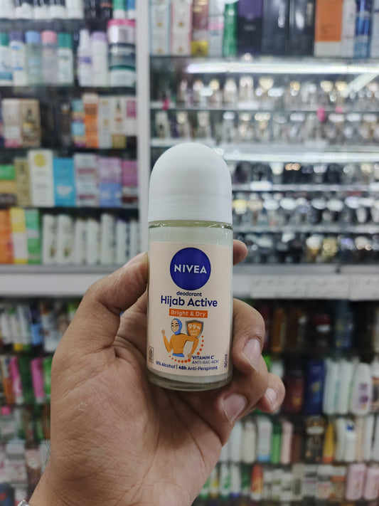 Nivea, Hijab active, bright & dry, deodrant, rollon, 50ml