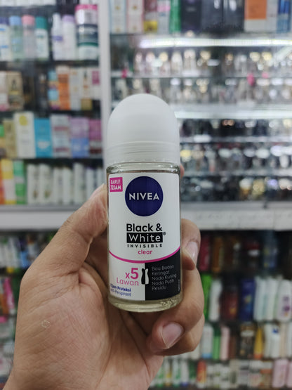Nivea, Black & white , Invisible clear deodrant, rollon, 50ml