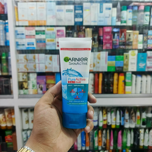 Garnier, Pure active 3in1 active clay + salicylic acid facewash 100ml