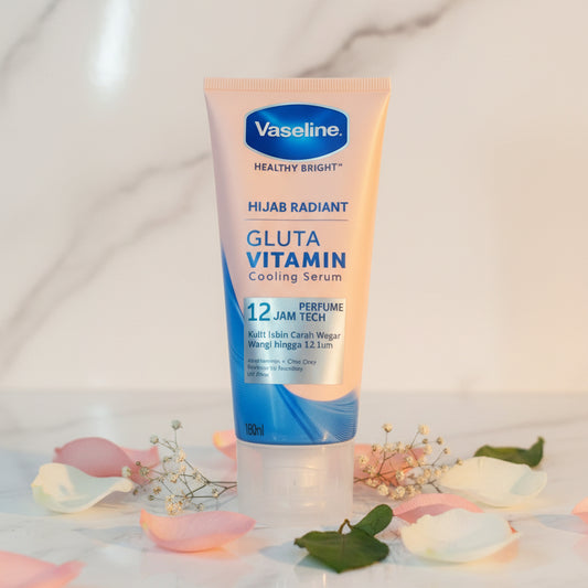 Vaseline Healthy Bright Hijab Radiant Gluta Vitamin Cooling Body Serum – Fresh & Bright Skin Care 180ml