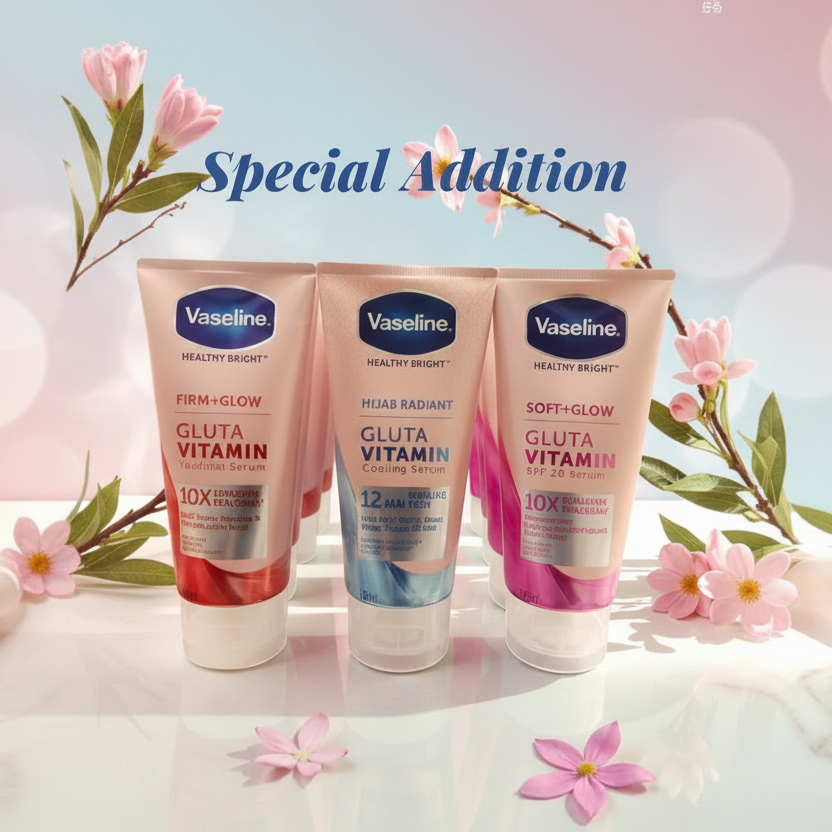 Vaseline Healthy Bright Hijab Radiant Gluta Vitamin Cooling Body Serum – Fresh & Bright Skin Care 180ml