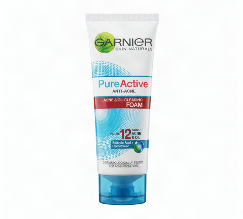 Garnier Skin Naturals – Pure Active Anti-Acne & Oil Clearing Foam 100ml (Imported)