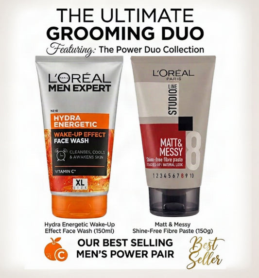 The Ultimate Grooming Duo (L'Oréal Men Expert Hydra Energetic Face Wash 150ml + L'Oréal Studio Line Matt & Messy Fibre Paste 150g)